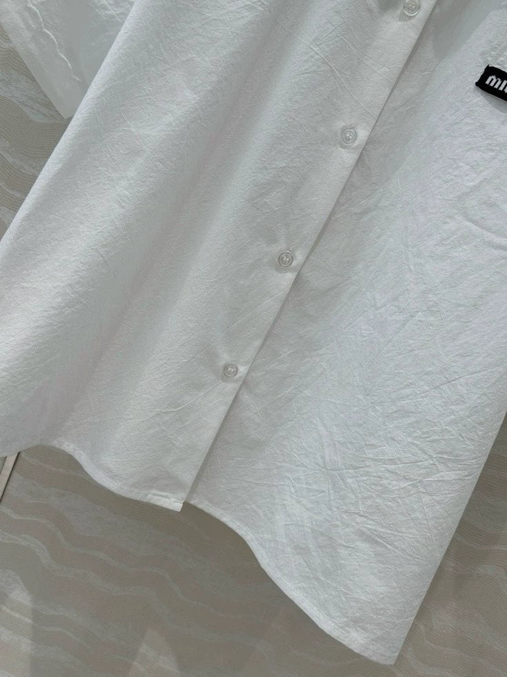 College style double-layer collar white shirt