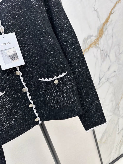 25fw Color blocked small lace cardigan