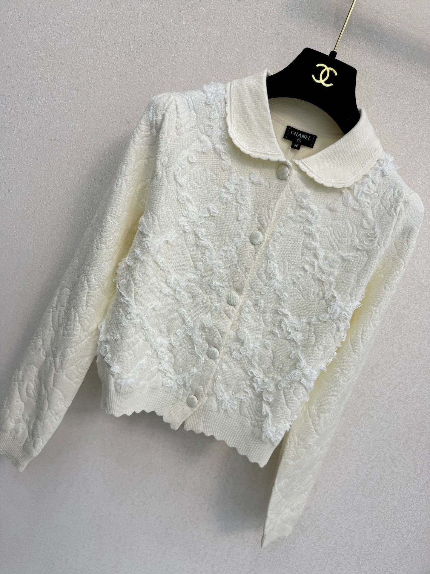 White knitted cardigan