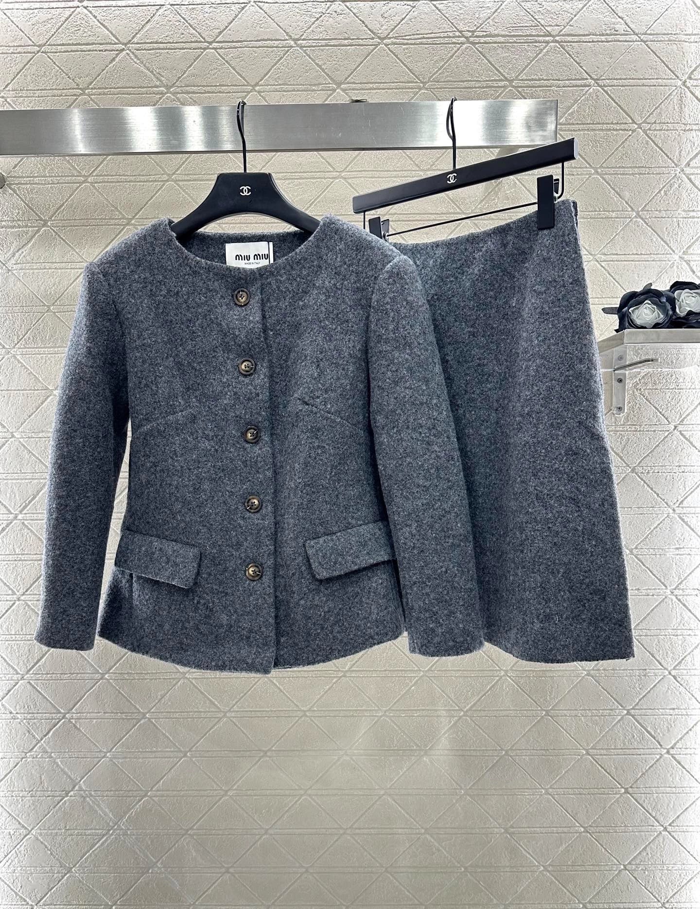 25fw Wool woolen coat short skirt set