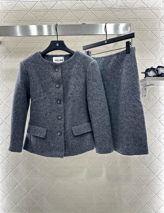 25fw Wool woolen coat short skirt set