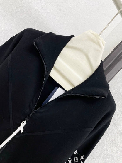 Vintage jacquard stand up collar cardigan