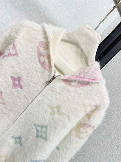 25fw Old flower hooded zipper cardigan