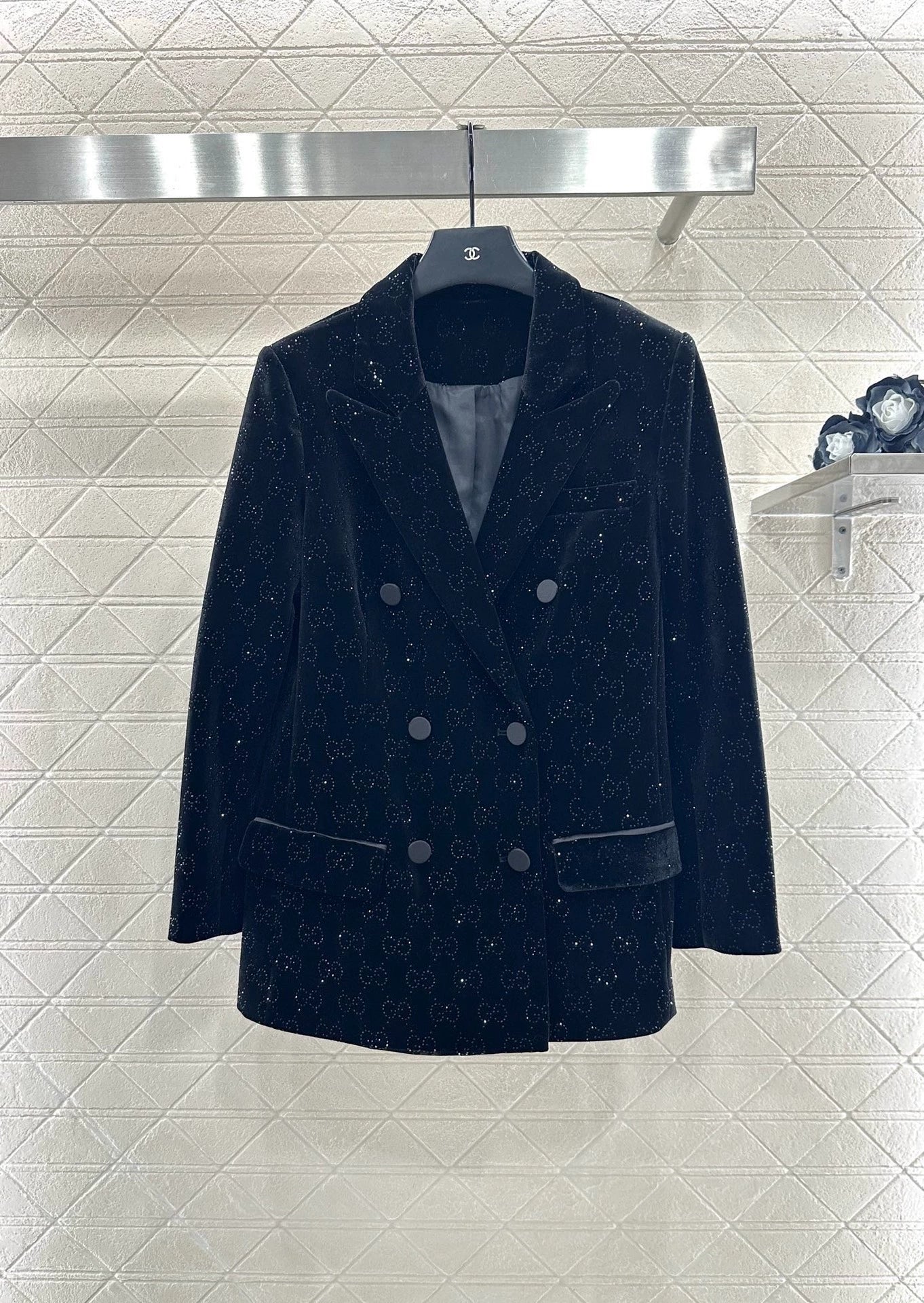 Velvet rhinestone suit jacket