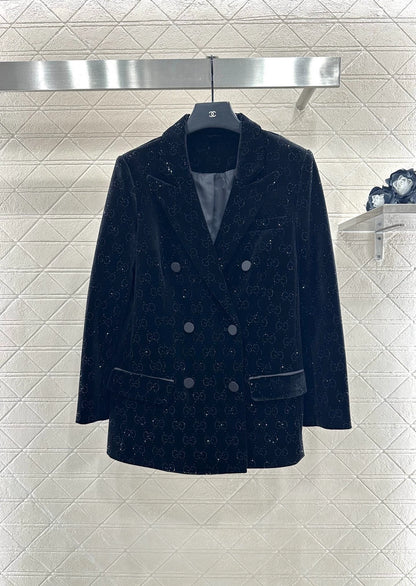 Velvet rhinestone suit jacket
