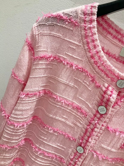 25fw Striped knitted cardigan