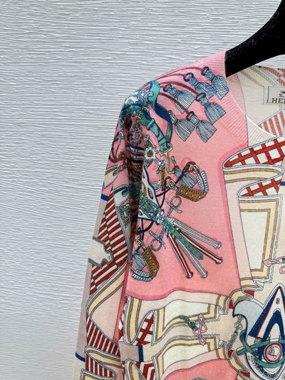 Pink wool printed top