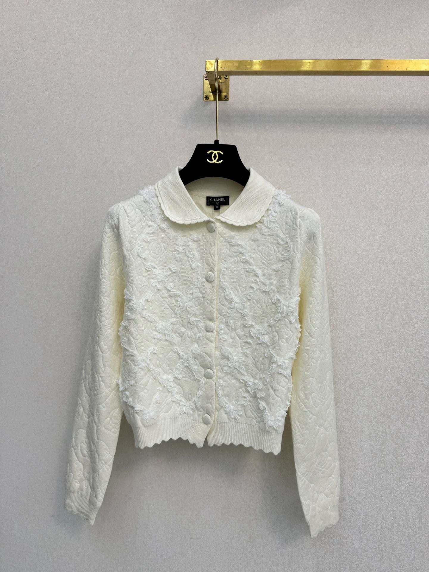 White knitted cardigan