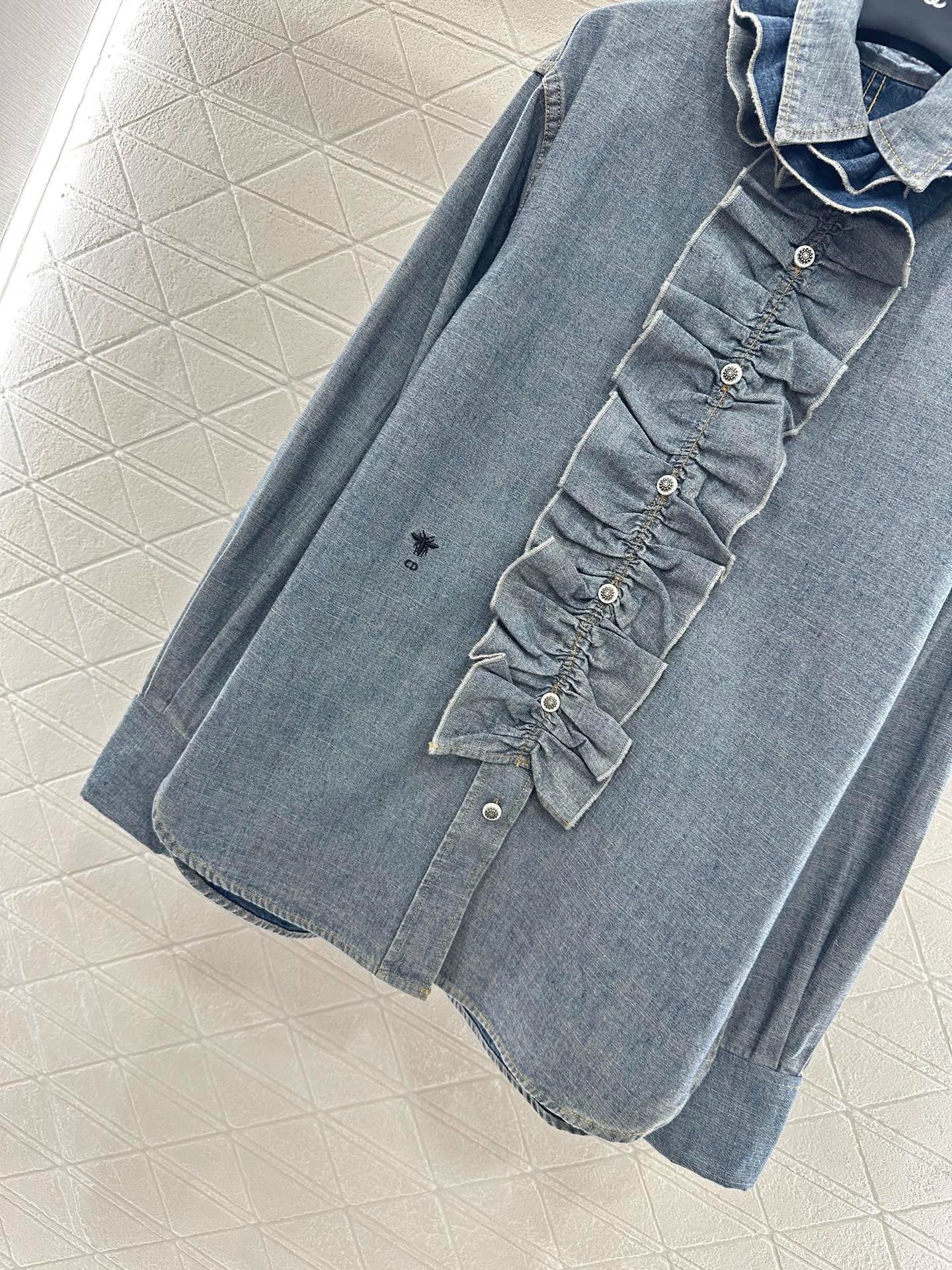 25fw Lace denim shirt