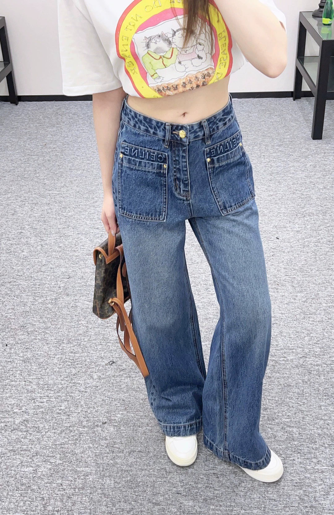 25fw Wide leg denim straight leg pants