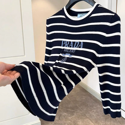 25 Summer new striped knitted short sleeves