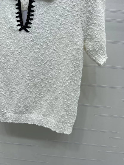 Color blocking lapel short sleeved shirt