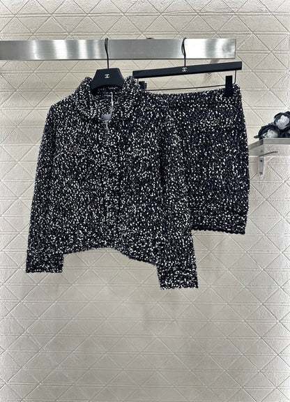 25fw Grain lace knitted cardigan and skirt set