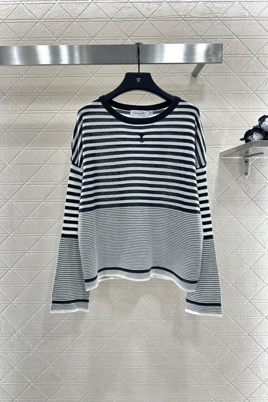 25fw Loose striped knitted sweater