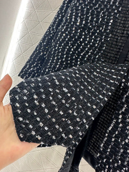 25fw Bead plaid open top jacket