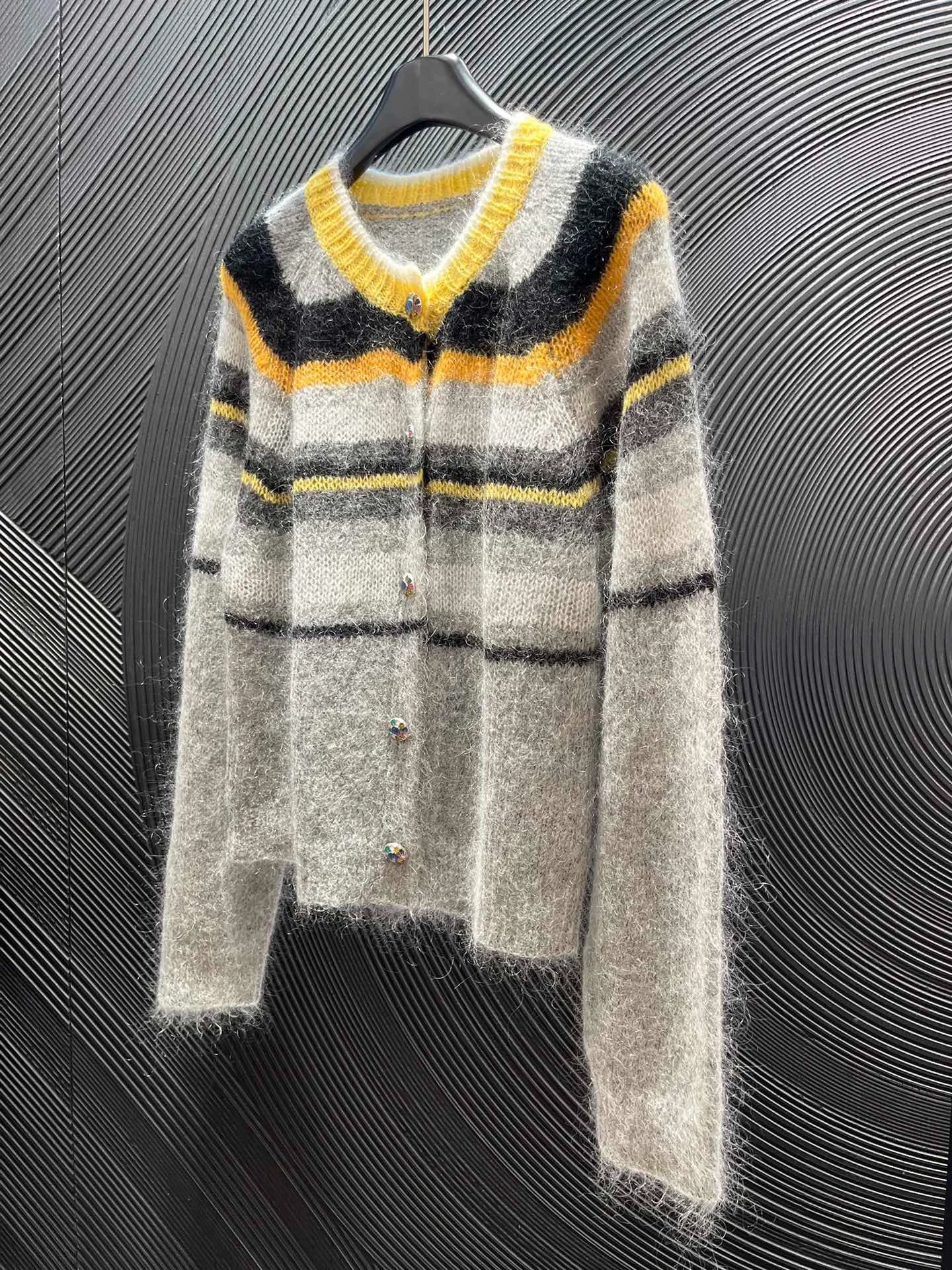 Striped mohair cardigan