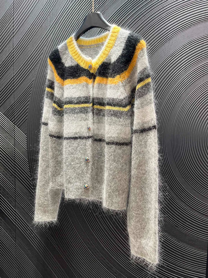 Striped mohair cardigan
