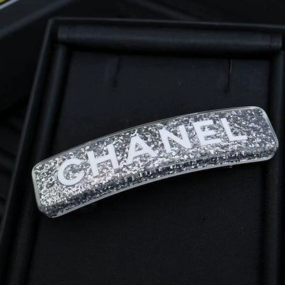 Double C silver glitter hair clip