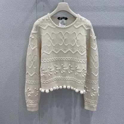 Hook flower round neck sweater