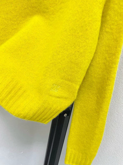 Lemon yellow soft glutinous high neck sweater