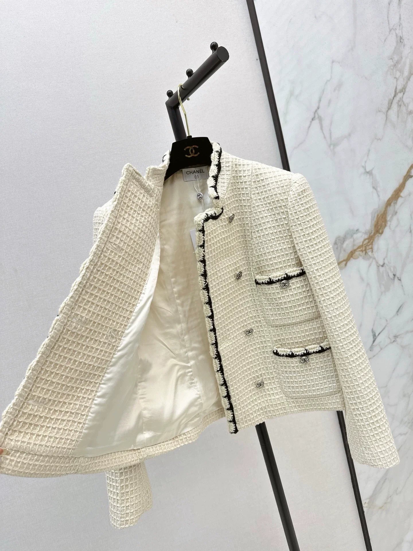 25fw Woven belt trimmed jacket