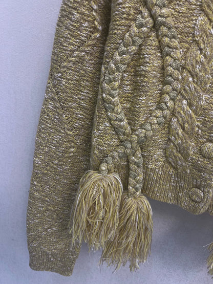 Nail bead flower decorative edge twisted flower knitted jacket