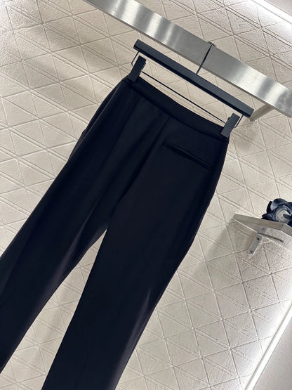 25fw Leather chain buckle suit straight leg pants