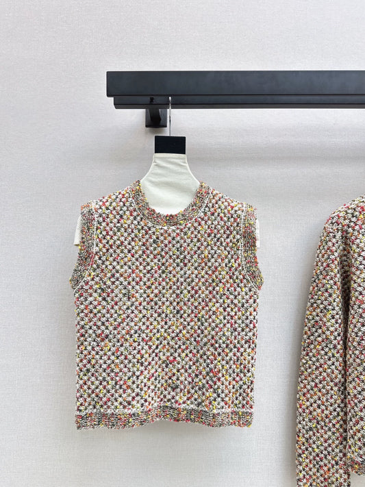 Flower yarn cashmere vest