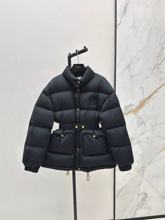 25fw Stand collar waisted down jacket