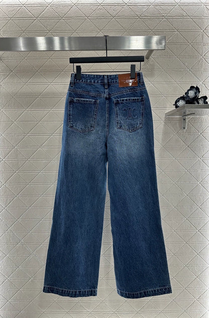 25fw Wide leg denim straight leg pants