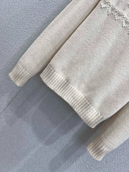 25fw Hook flower round neck cashmere knitted sweater