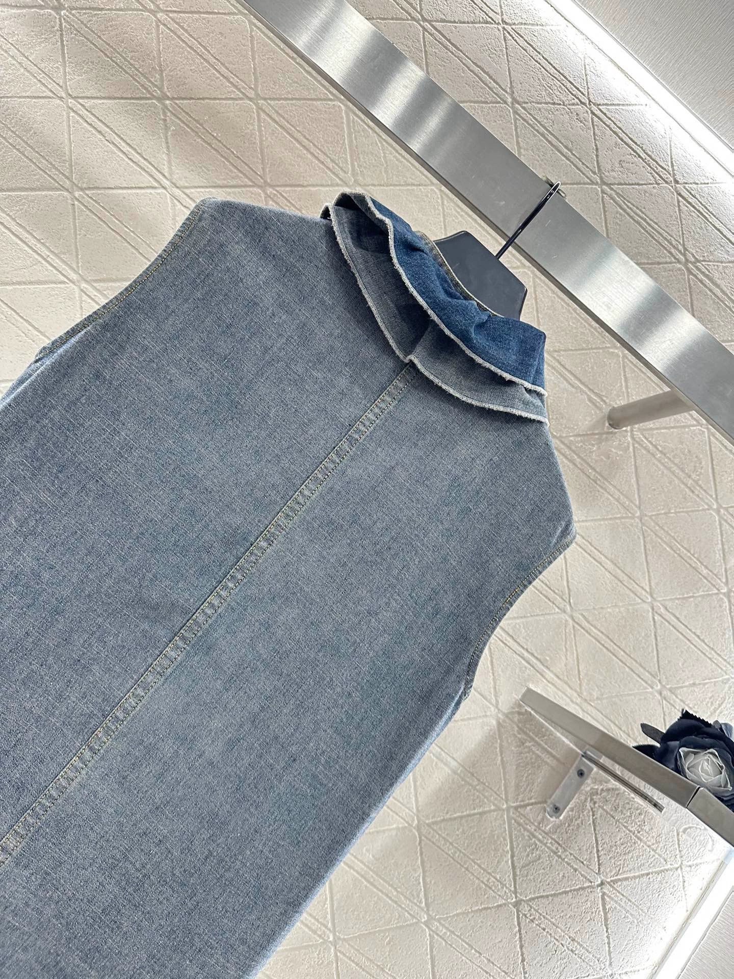 25fw Lace denim vest