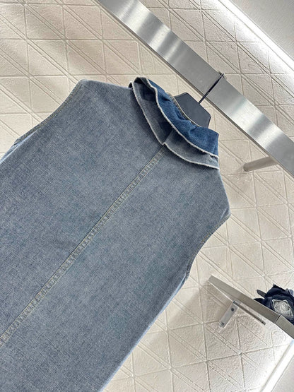 25fw Lace denim vest