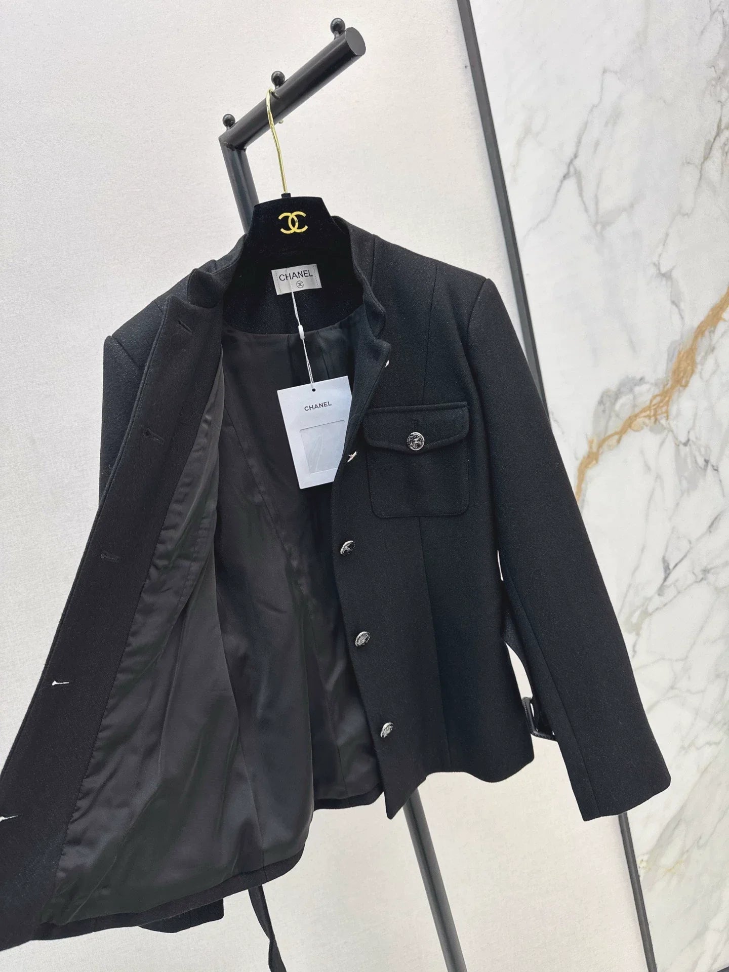 25fw Black woolen coat