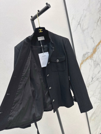 25fw Black woolen coat