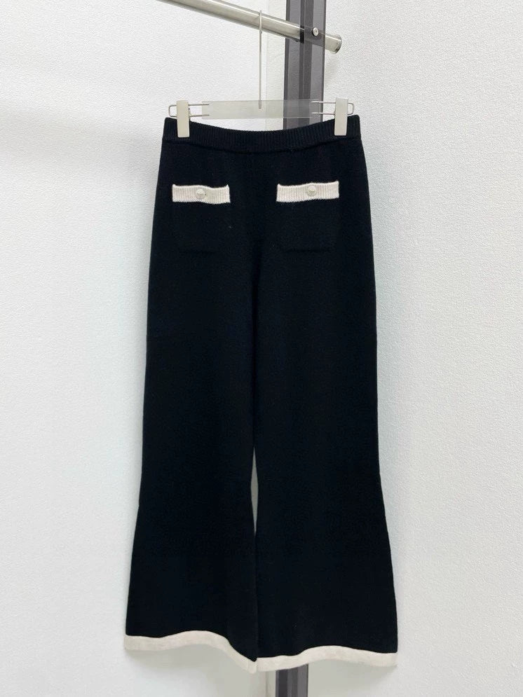 Color blocking small bow logo button down pants