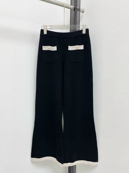 Color blocking small bow logo button down pants