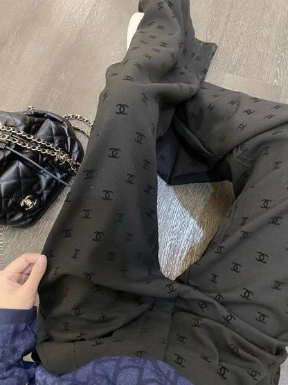 C 25 Classic Flocked Letter Wide Leg Pants