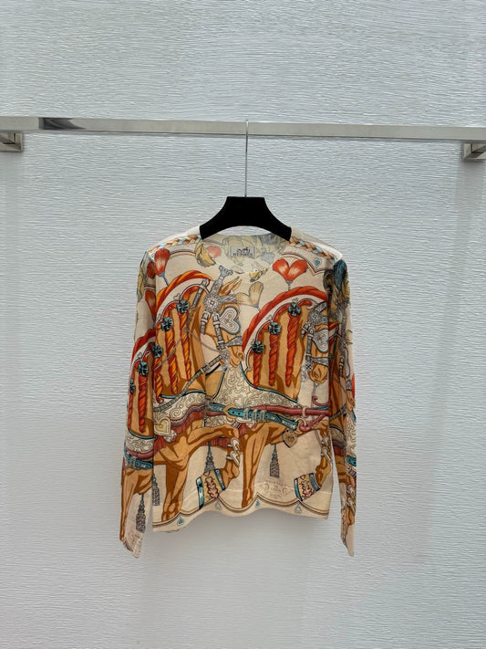 Horse head pattern knitted sweater