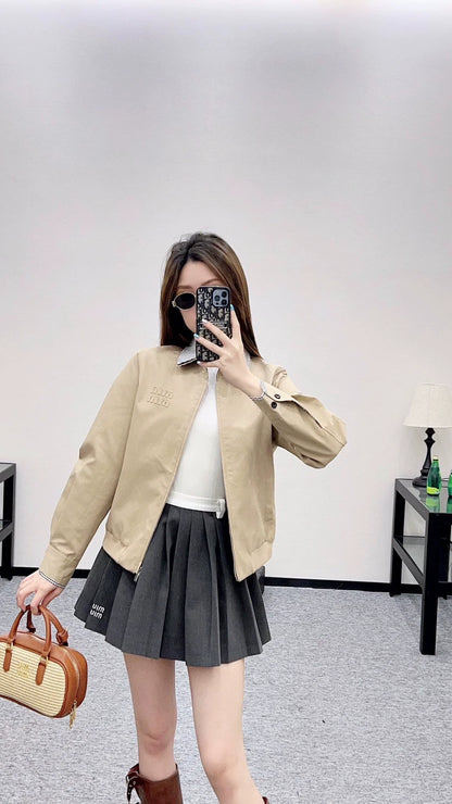 25fw Plaid collar zipper jacket jacket