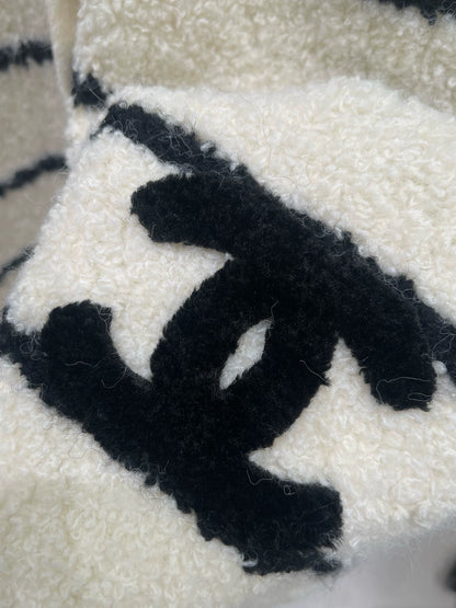 Lamb wool striped cardigan sweater