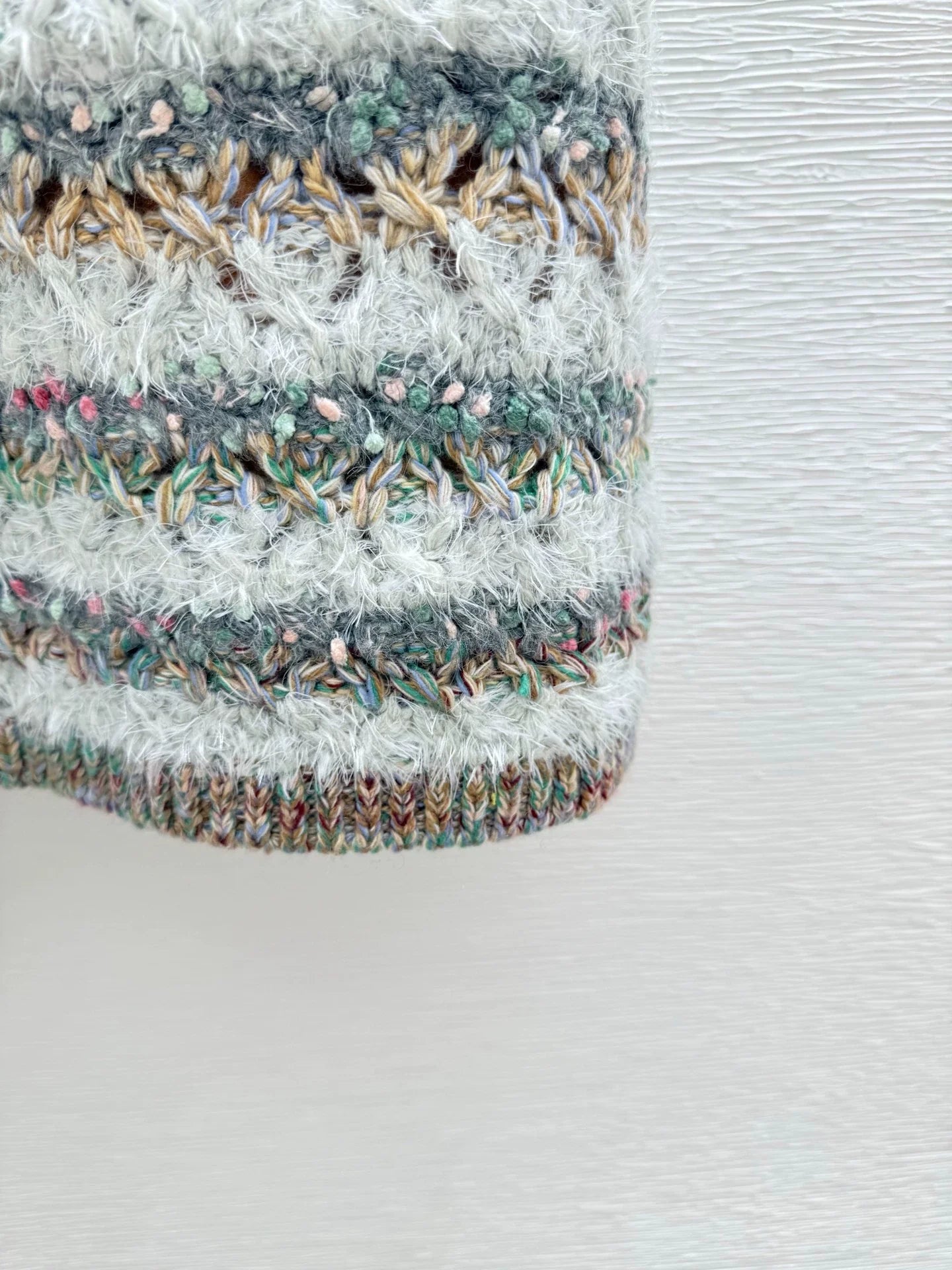 25b Knitted Half Skirt with Mixed Yarn and Stripes