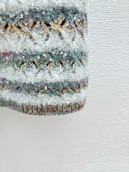 25b Knitted Half Skirt with Mixed Yarn and Stripes