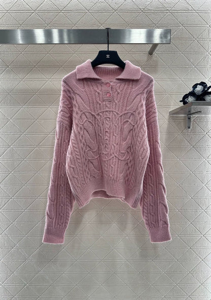 Ce 25 Crochet lapel knitted top