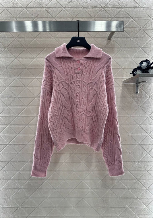 Ce 25 Crochet lapel knitted top