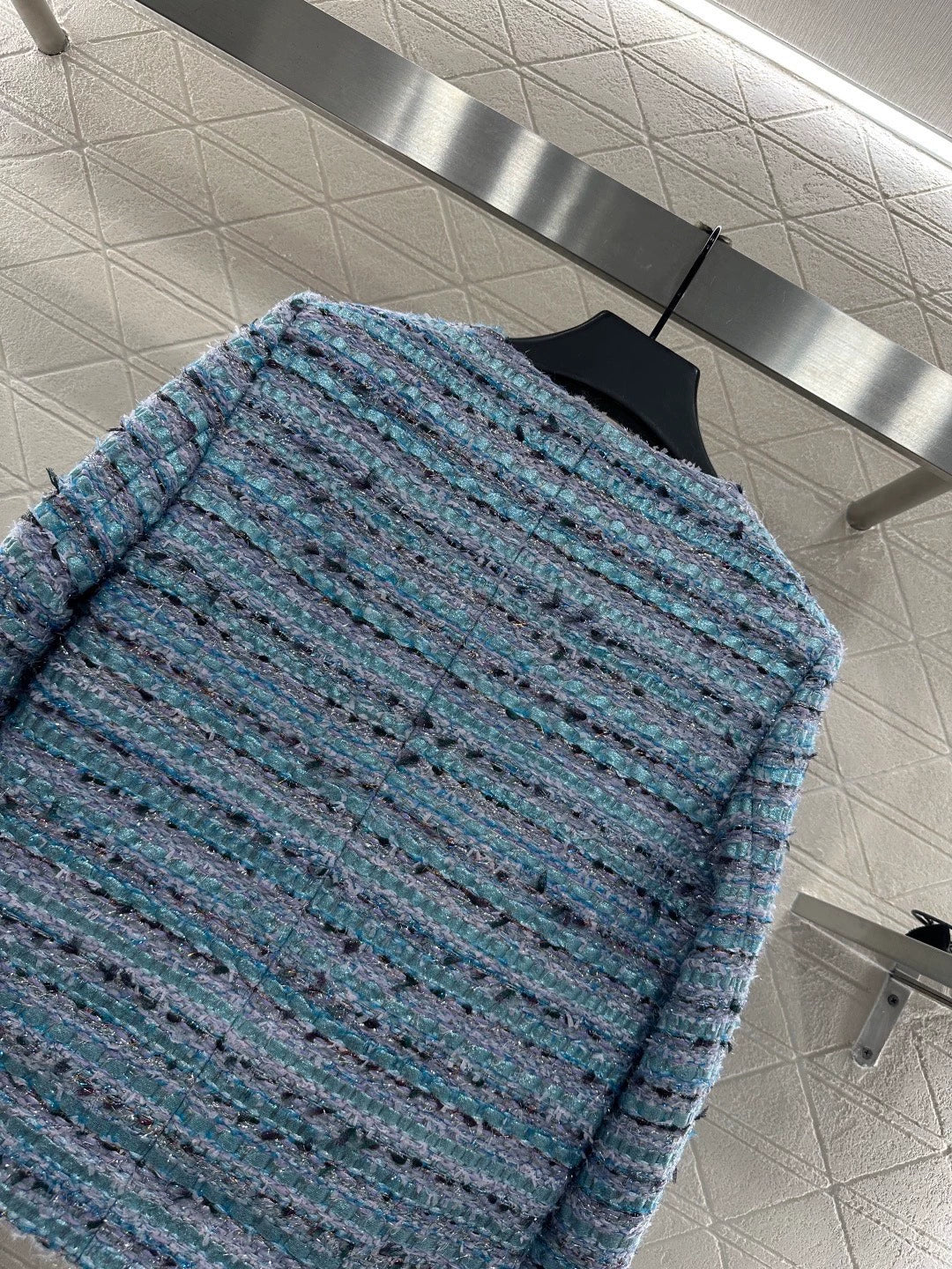 25fw Woolen striped round neck dress jacket