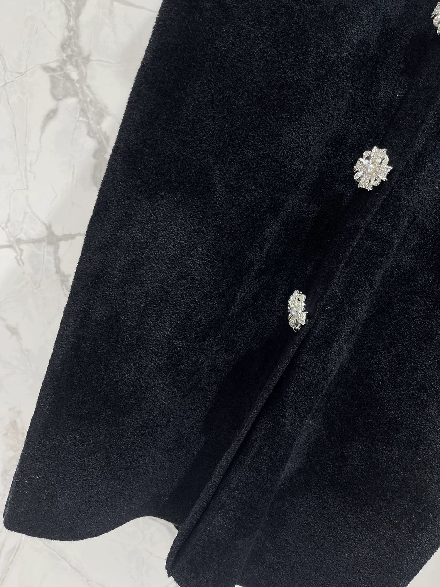 25fw Black diamond velvet chenille knit dress