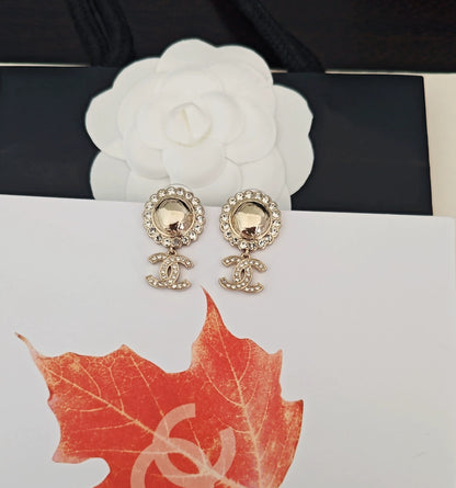 Double C rhinestone earrings