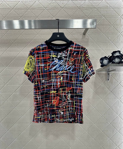 25fw Round neck graffiti printed T-shirt