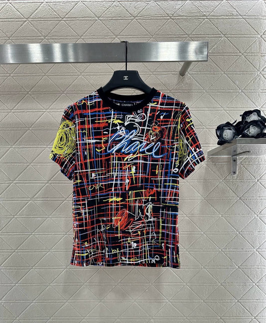 25fw Round neck graffiti printed T-shirt